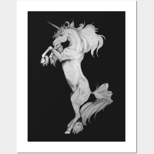 Rearing Unicorn Pencil Posters and Art